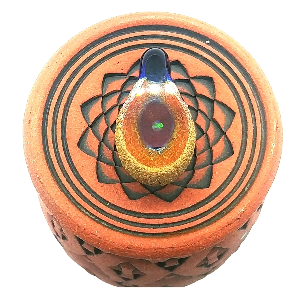 Opal glass geode pendant